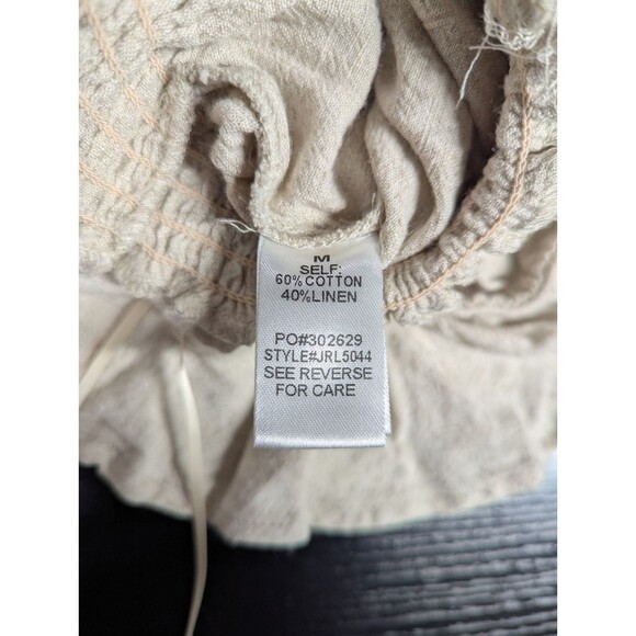 Fourteen & 9th Beige Linen Ruffled Off the Shoulder Romper Womens Size Medium‎ - Picture 6 of 7